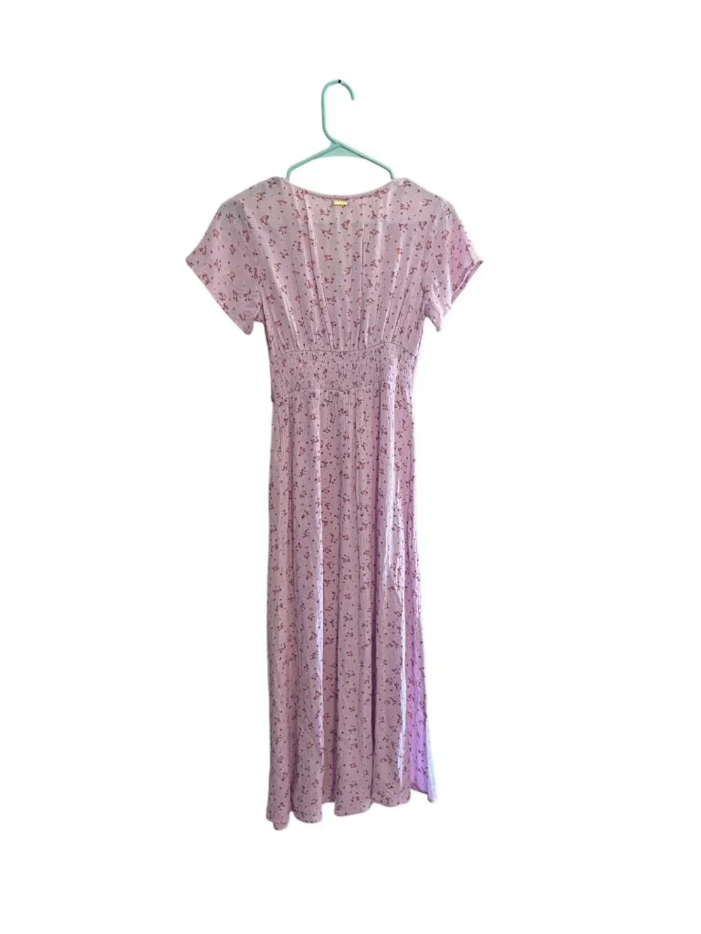 Billabong Womens Floral V-Neck babydoll Midi/Maxi Dress XS Pink lightweight - Picture 5 of 14